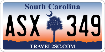 SC license plate ASX349