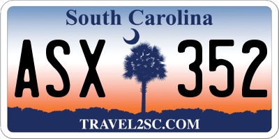 SC license plate ASX352