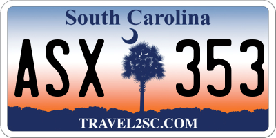 SC license plate ASX353