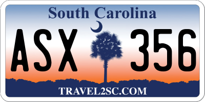 SC license plate ASX356