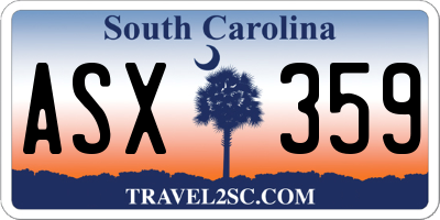 SC license plate ASX359