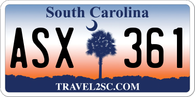 SC license plate ASX361