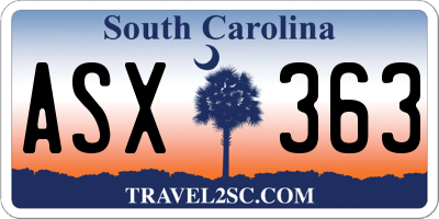 SC license plate ASX363