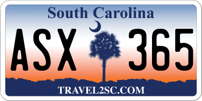 SC license plate ASX365