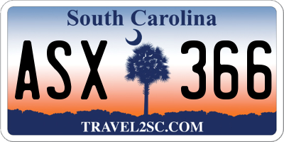 SC license plate ASX366