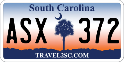 SC license plate ASX372