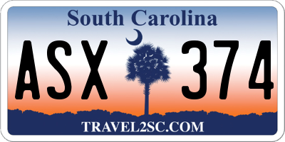 SC license plate ASX374