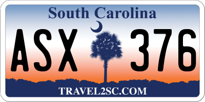 SC license plate ASX376