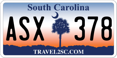 SC license plate ASX378