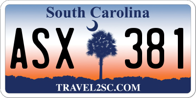SC license plate ASX381