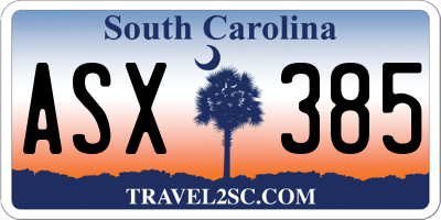 SC license plate ASX385