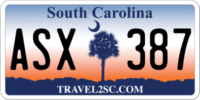 SC license plate ASX387