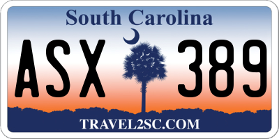 SC license plate ASX389