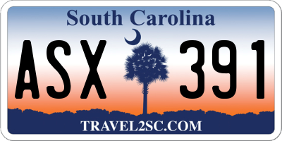 SC license plate ASX391