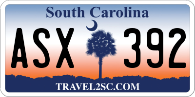 SC license plate ASX392