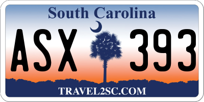 SC license plate ASX393