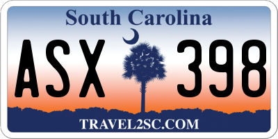 SC license plate ASX398