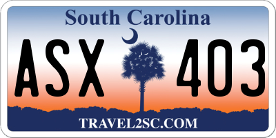 SC license plate ASX403