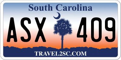 SC license plate ASX409