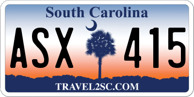 SC license plate ASX415