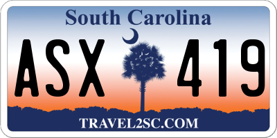 SC license plate ASX419