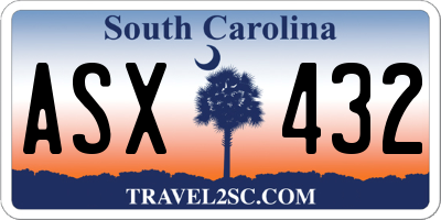 SC license plate ASX432