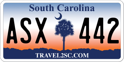 SC license plate ASX442