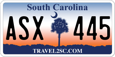 SC license plate ASX445