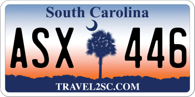 SC license plate ASX446