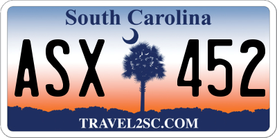 SC license plate ASX452