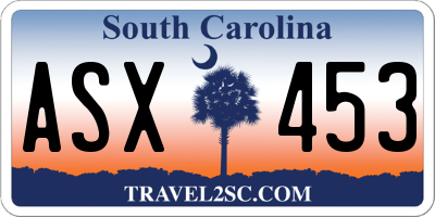 SC license plate ASX453