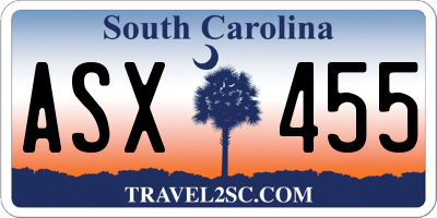 SC license plate ASX455