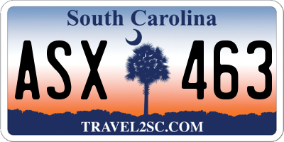SC license plate ASX463