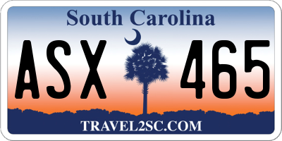 SC license plate ASX465