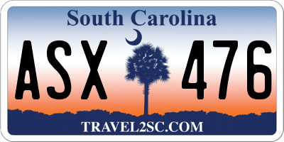 SC license plate ASX476