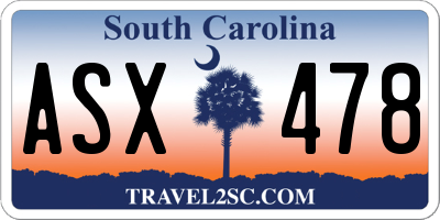 SC license plate ASX478