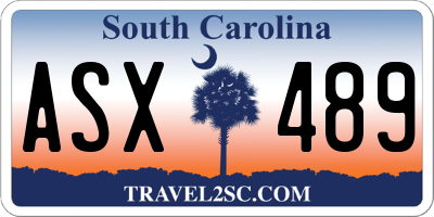 SC license plate ASX489