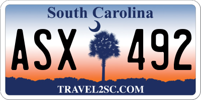 SC license plate ASX492
