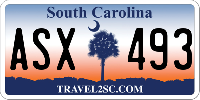 SC license plate ASX493