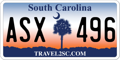 SC license plate ASX496