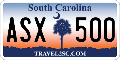 SC license plate ASX500
