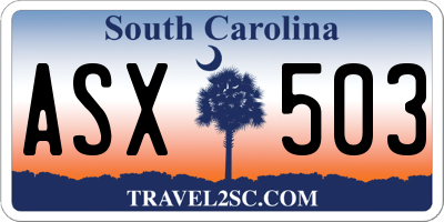 SC license plate ASX503