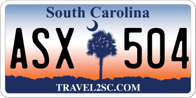SC license plate ASX504