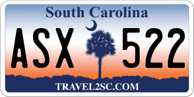 SC license plate ASX522