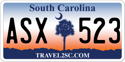 SC license plate ASX523