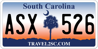 SC license plate ASX526