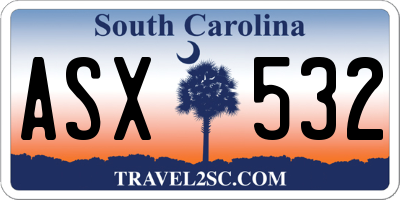 SC license plate ASX532