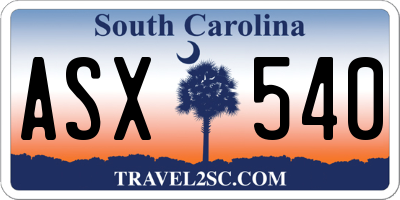SC license plate ASX540