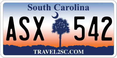 SC license plate ASX542