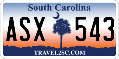 SC license plate ASX543
